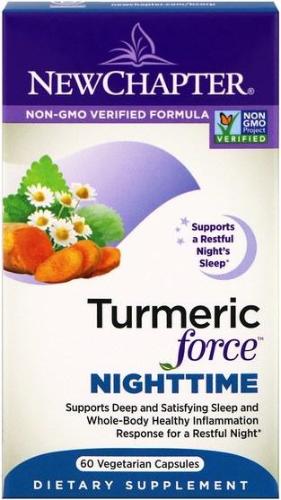 補充劑，抗氧化劑，薑黃素 - New Chapter, Turmeric Force Nighttime, 60 Vegetarian Capsules