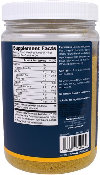 補充劑，抗氧化劑，薑黃素，薑黃 - Jarrow Formulas, Golden Tea, Turmeric Infusion, 9.5 oz (270 g)
