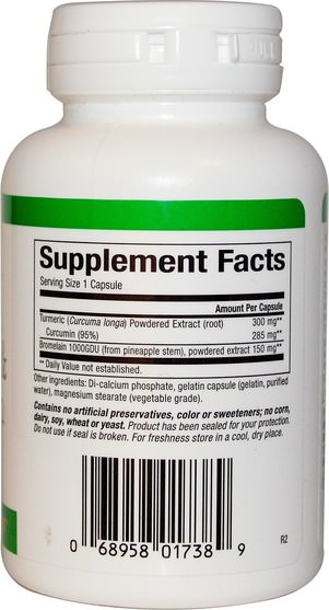 補充劑，抗氧化劑，薑黃素，薑黃 - Natural Factors, Turmeric & Bromelain, 450 mg, 90 Capsules
