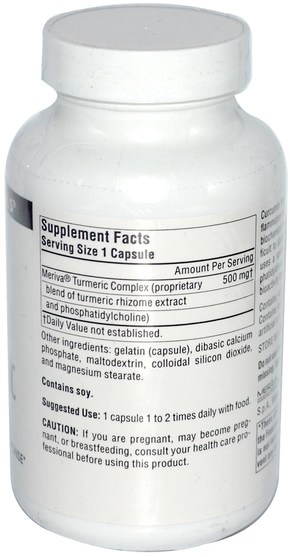 補充劑，抗氧化劑，薑黃素，薑黃 - Source Naturals, Meriva Turmeric Complex, 500 mg, 120 Capsules