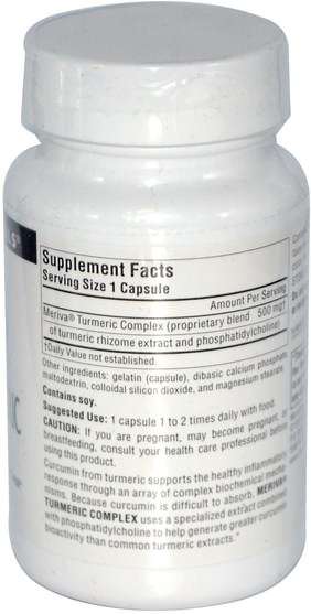 補充劑，抗氧化劑，薑黃素，薑黃 - Source Naturals, Meriva Turmeric Complex, 500 mg, 30 Capsules