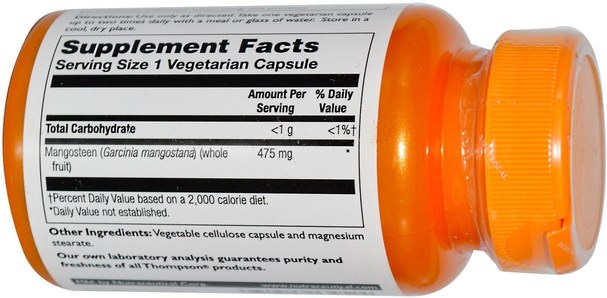 補充劑，抗氧化劑，水果提取物，超級水果，山竹果汁提取物 - Thompson, Mangosteen, 475 mg, 30 Veggie Caps