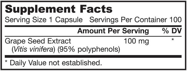 補充劑，抗氧化劑，葡萄籽提取物 - Jarrow Formulas, OPCs + 95, Grape Seed Extract, 100 mg, 100 Capsules