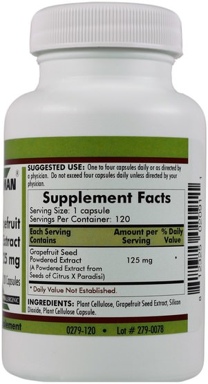 補充劑，抗氧化劑，葡萄柚籽提取物 - Kirkman Labs, Grapefruit Seed Extract, 125 mg, 120 Capsules