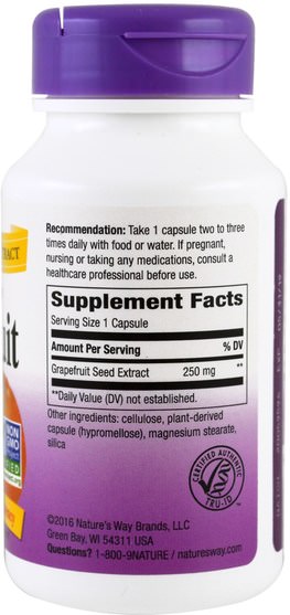 補充劑，抗氧化劑，葡萄柚籽提取物 - Natures Way, Grapefruit, 250 mg, 60 Veggie Caps