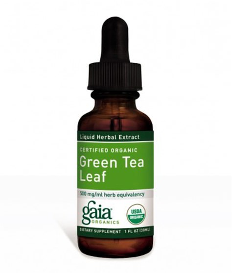 補充劑，抗氧化劑，綠茶 - Gaia Herbs, Certified Organic Green Tea Leaf, 1 fl oz (30 ml)