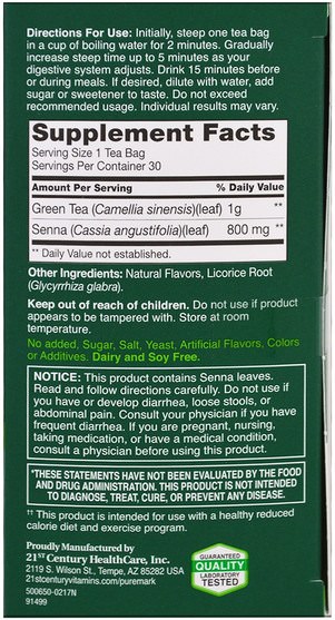 補充劑，抗氧化劑，綠茶 - PureMark Naturals, Herbal Thin Tea, Green Tea, 30 Tea Bags, 1.9 oz (54 g)