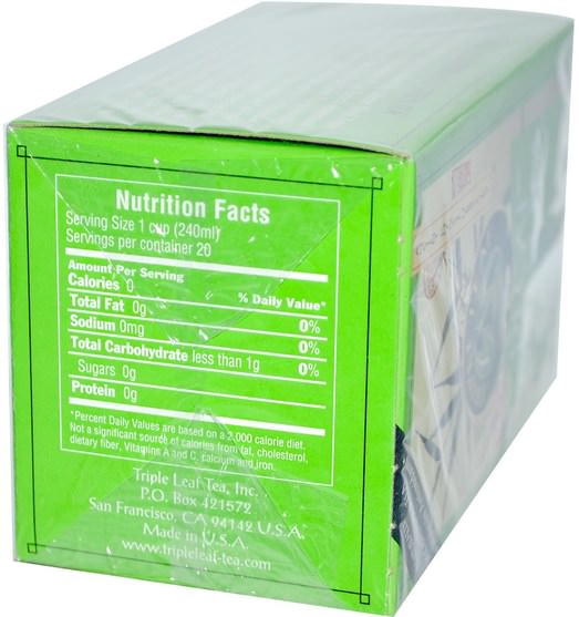 補充劑，抗氧化劑，綠茶 - Triple Leaf Tea, Decaf Green Tea, 20 Tea Bags, 1.4 oz (40 g)