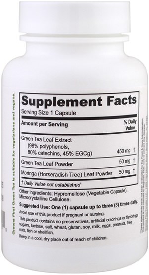 補充劑，抗氧化劑 - Greens First, Green Tea Vitality Formula, Enhanced with Moringa, 60 Veggie Caps