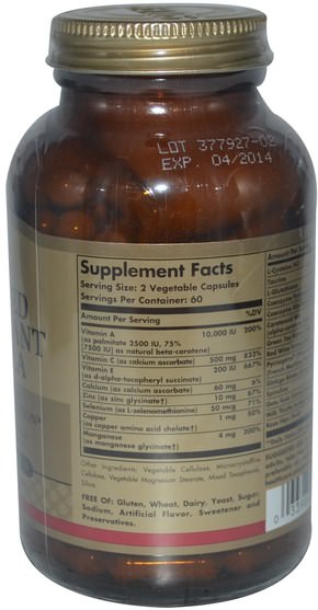 補充劑，抗氧化劑，健康 - Solgar, Advanced Antioxidant Formula, 120 Vegetable Capsules