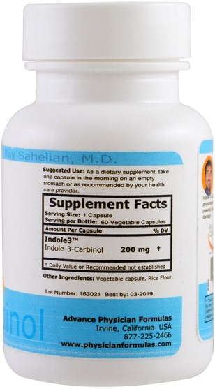 補充劑，抗氧化劑，吲哚3甲醇 - Advance Physician Formulas, Indole-3-Carbinol, 200 mg, 60 Veggie Caps