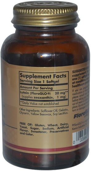 補充劑，抗氧化劑，葉黃素 - Solgar, Lutein, 20 mg, 60 Softgels