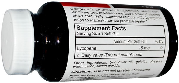 補充劑，抗氧化劑，番茄紅素 - Carlson Labs, Lycopene, 15 mg, 180 Soft Gels