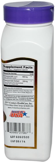 補充劑，抗氧化劑，石榴汁提取物 - 21st Century, Pomegranate, 500 mg, 120 Veggie Caps