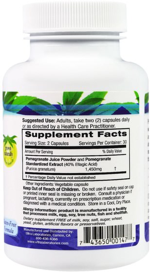 補充劑，抗氧化劑，石榴汁提取物 - Fruitrients, Pomegranate, 60 Veggie Caps