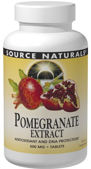 補充劑，抗氧化劑，石榴汁提取物 - Source Naturals, Pomegranate Extract, 500 mg, 60 Tablets