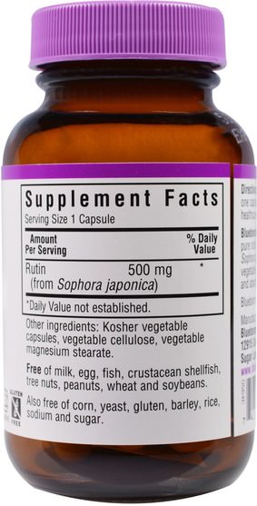 補充劑，抗氧化劑，蘆丁 - Bluebonnet Nutrition, Rutin, 500 mg, 50 Veggie Caps