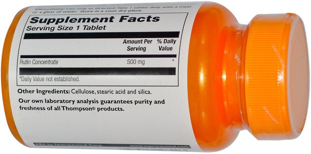 補充劑，抗氧化劑，蘆丁 - Thompson, Rutin, 500 mg, 60 Tablets