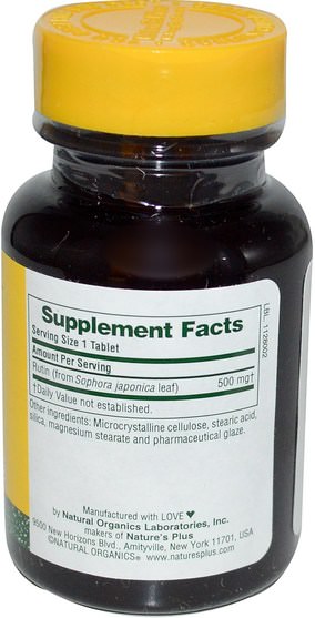 補充劑，抗氧化劑，蘆丁，維生素，維生素c - Natures Plus, Rutin, 500 mg, 60 Tablets