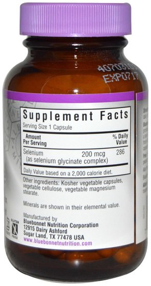 補充劑，抗氧化劑，硒，礦物質 - Bluebonnet Nutrition, Selenium Glycinate, 90 Vcaps