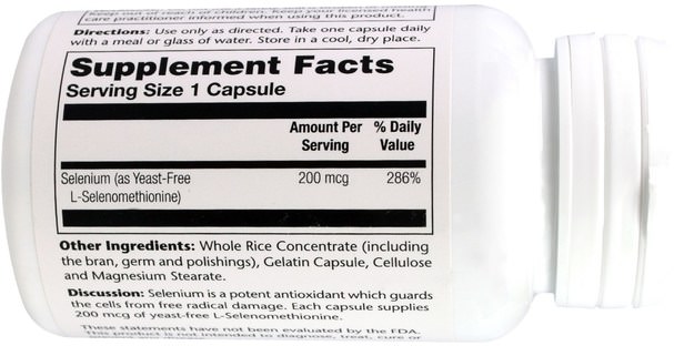 補充劑，抗氧化劑，硒 - Solaray, Selenium, 200 mcg, 90 Capsules