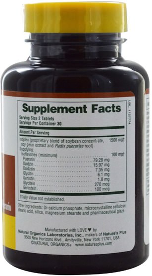 補充劑，抗氧化劑，豆製品，大豆異黃酮 - Natures Plus, Ultra Isoflavone 100, 60 Veggie Tabs