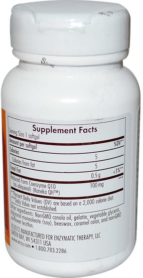 補充劑，抗氧化劑，泛醇qh - Enzymatic Therapy, ActivLife Q10, 100 mg, 60 Softgels