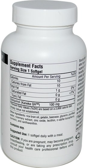 補充劑，抗氧化劑，泛醇qh - Source Naturals, Ubiquinol CoQH, 100 mg, 90 Softgels