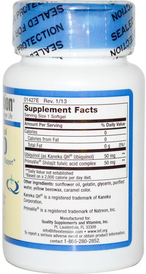 補充劑，抗氧化劑，泛醇qh，泛醇coq10 050 mg - Life Extension, Super Ubiquinol CoQ10 with Enhanced Mitochondrial Support, 50 mg, 30 Softgels