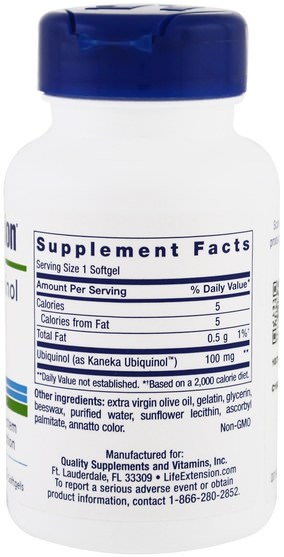 補充劑，抗氧化劑，泛醇qh，泛醇coq10 - Life Extension, Super Ubiquinol CoQ10, 100 mg, 60 Softgels