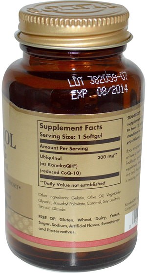 補充劑，抗氧化劑，泛醇qh，泛醇coq10 200毫克 - Solgar, Ubiquinol (Reduced CoQ10), 200 mg, 30 Softgels