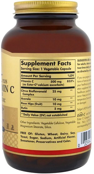 補充劑，抗氧化劑，維生素c - Solgar, Ester-C Plus, Vitamin C, 500 mg, 250 Vegetable Capsules