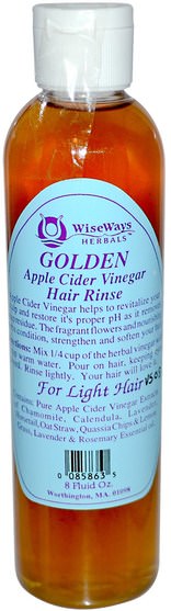 補充劑，蘋果醋，頭髮，頭皮 - WiseWays Herbals, Golden, Apple Cider Vinegar Hair Rinse, 8 fl oz