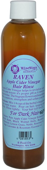 補充劑，蘋果醋，頭髮，頭皮 - WiseWays Herbals, Raven, Apple Cider Vinegar Hair Rinse, 8 fl oz