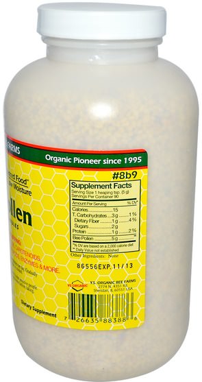 補充劑，蜂產品，蜂花粉 - Y.S. Eco Bee Farms, Bee Pollen, Whole Granules, 16.0 oz (453 g)
