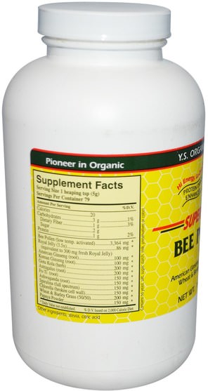補充劑，蜂產品，蜂花粉 - Y.S. Eco Bee Farms, Super Sports, Bee Pollen, Protein Drink Enhancer, 14.2 oz (403 g)