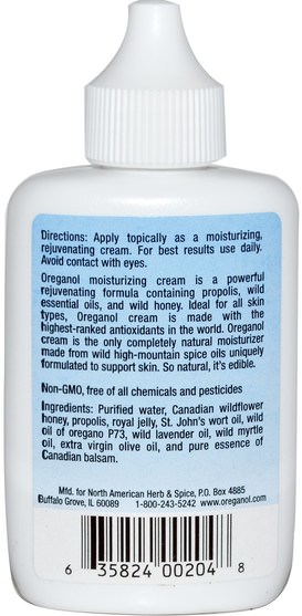 補充劑，蜂產品，蜂膠，健康，女性，皮膚 - North American Herb & Spice Co., Oreganol, P73 Cream, 2 oz (60 ml)