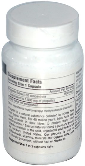 補充劑，蜂產品，蜂膠 - Source Naturals, Propolis Extract, 500 mg, 60 Capsules