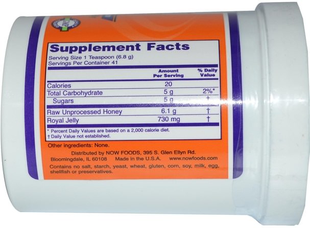 補充劑，蜂產品，蜂王漿 - Now Foods, Royal Jelly, 10 oz (284 g)