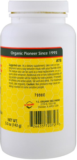 補充劑，蜂產品 - Y.S. Eco Bee Farms, Royal Rush Energizing Drink Mix, Royal Jelly, Bee Pollen, Propolis Plus Ginseng & Herbs, 5.0 oz (143 g)