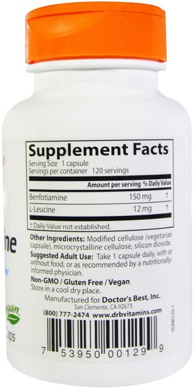 補充劑，benfotiamine - Doctors Best, Benfotiamine with BenfoPure, 150 mg, 120 Veggie Caps