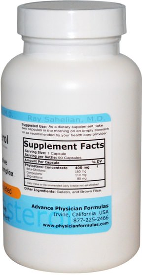 補充劑，β-谷甾醇 - Advance Physician Formulas, Beta Sitosterol, 400 mg, 90 Capsules