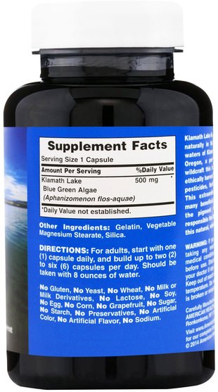 補充劑，藍綠藻 - American Health, Klamath Shores, Blue Green Algae, 120 Capsules