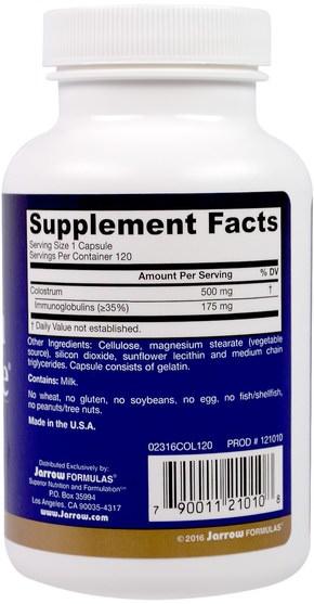 補品，牛製品，初乳 - Jarrow Formulas, Colostrum Prime Life, 500 mg, 120 Capsules