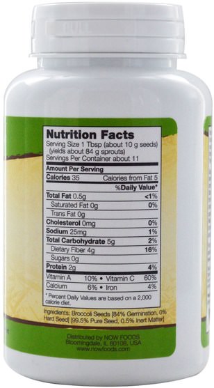 補充劑，西蘭花十字花科 - Now Foods, Real Food, Broccoli Seeds, 4 oz (113 g)