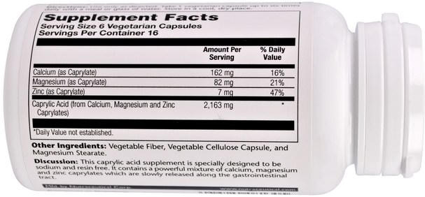 補充劑，辛酸 - Solaray, Capryl, Sustained-Release, 100 Veggie Caps