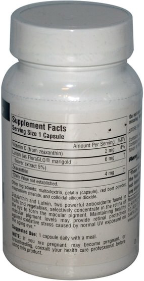 補充劑，類胡蘿蔔素，玉米黃質 - Source Naturals, Zeaxanthin with Lutein, 10 mg, 60 Capsules
