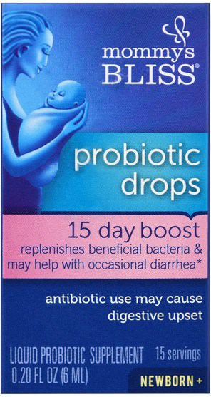 補充劑，兒童益生菌 - Mommys Bliss, Probiotic Drops, 15 Day Boost, Newborn +, 0.20 fl oz (6 ml)