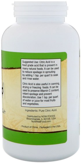 補充劑，檸檬酸 - Now Foods, Citric Acid, 1 lb (454 g)