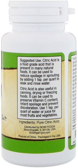 補充劑，檸檬酸 - Now Foods, Citric Acid, 4 oz (113 g)